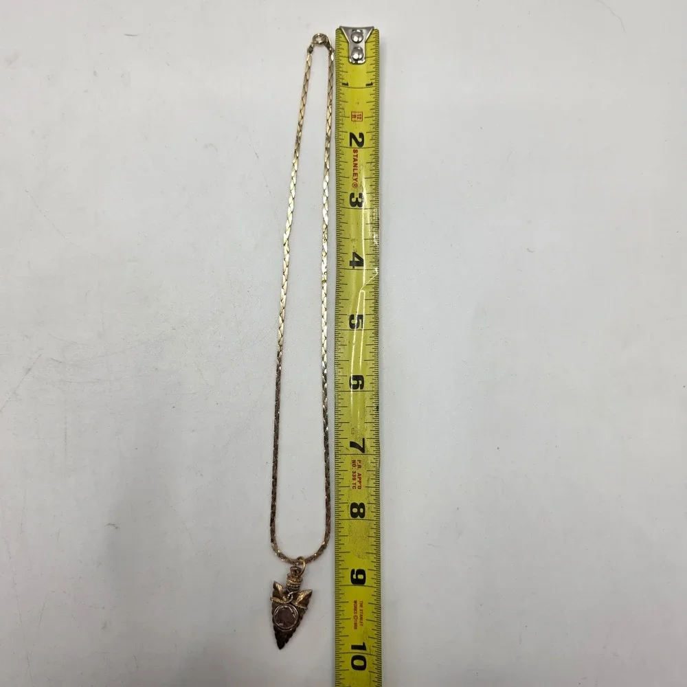 Arrowhead Necklace Buffalo Nickel Coin Pendant Gold Tone Flat Link Chain 18in